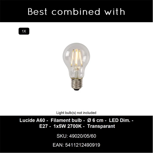 Lucide ALICENT - Suspension - Ø 18 cm - 1xE27 - Or Mat / Laiton - CROSSSELL